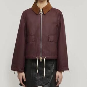 Barbour x Alexachung Margot Wax Waterproof Short Fit Rain Jacket Coat US 8